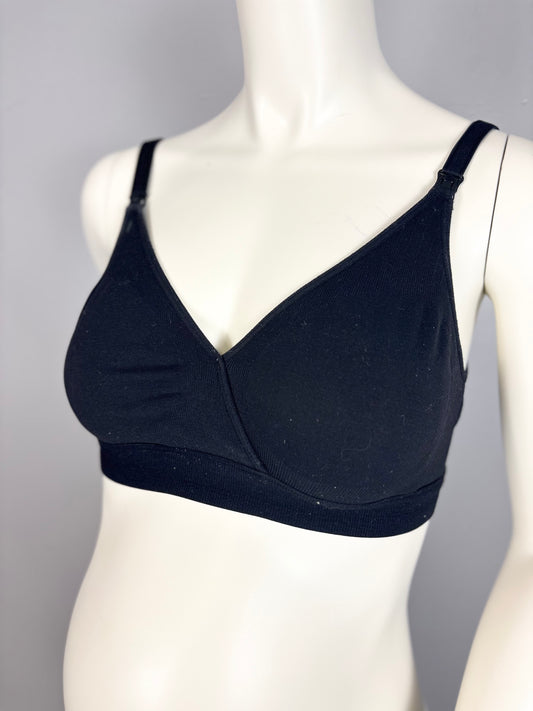 M - Black Ribbed Nursing Bralette