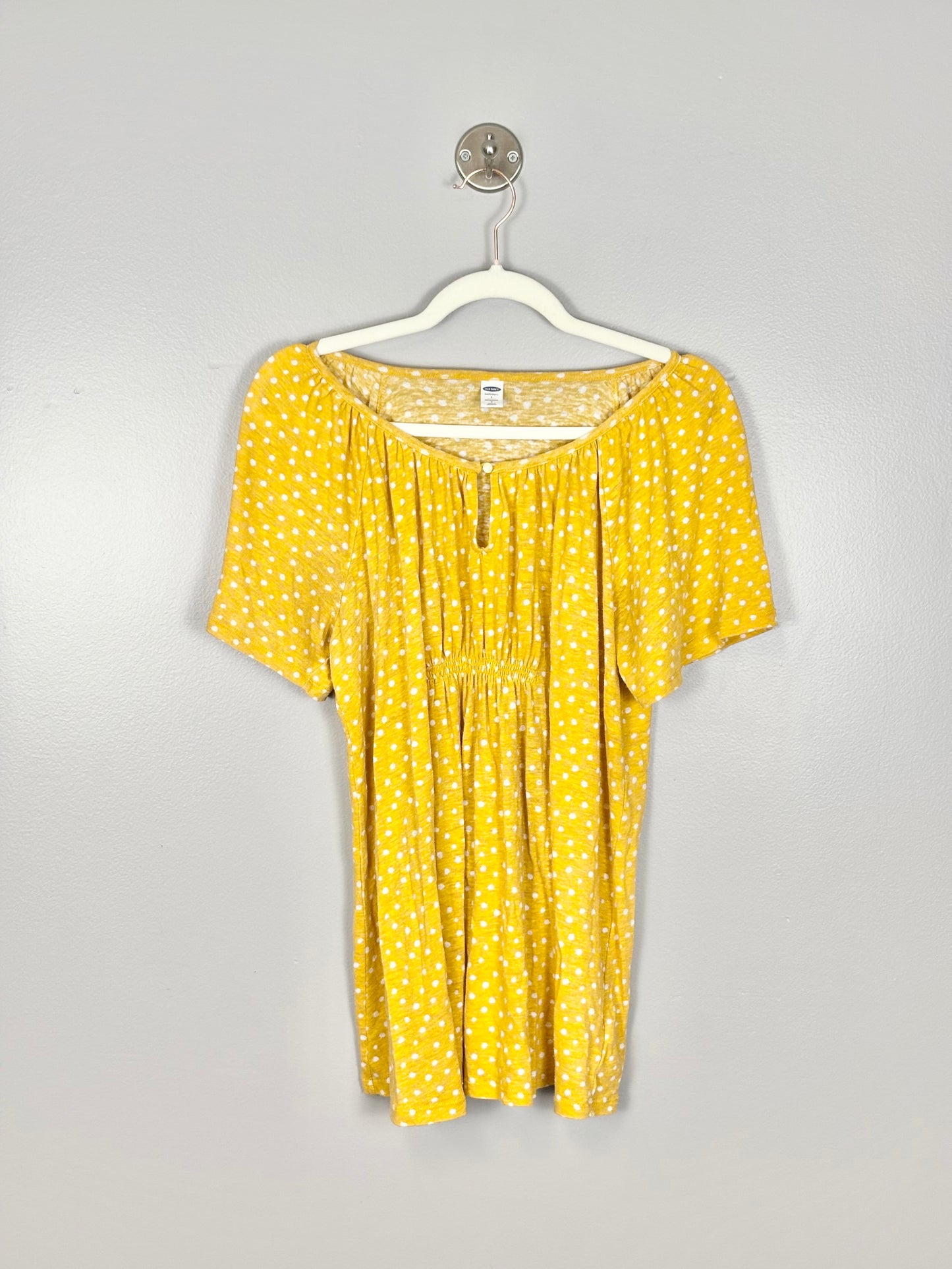 L - Old Navy Yellow Polka Dot Shirt