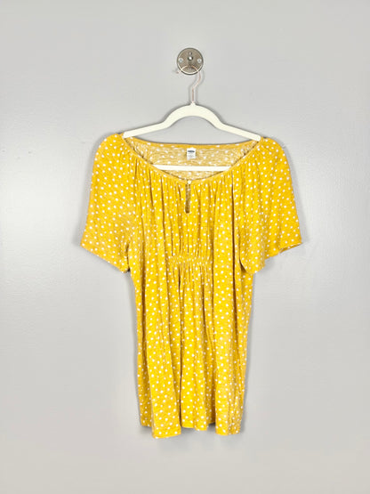 L - Old Navy Yellow Polka Dot Shirt
