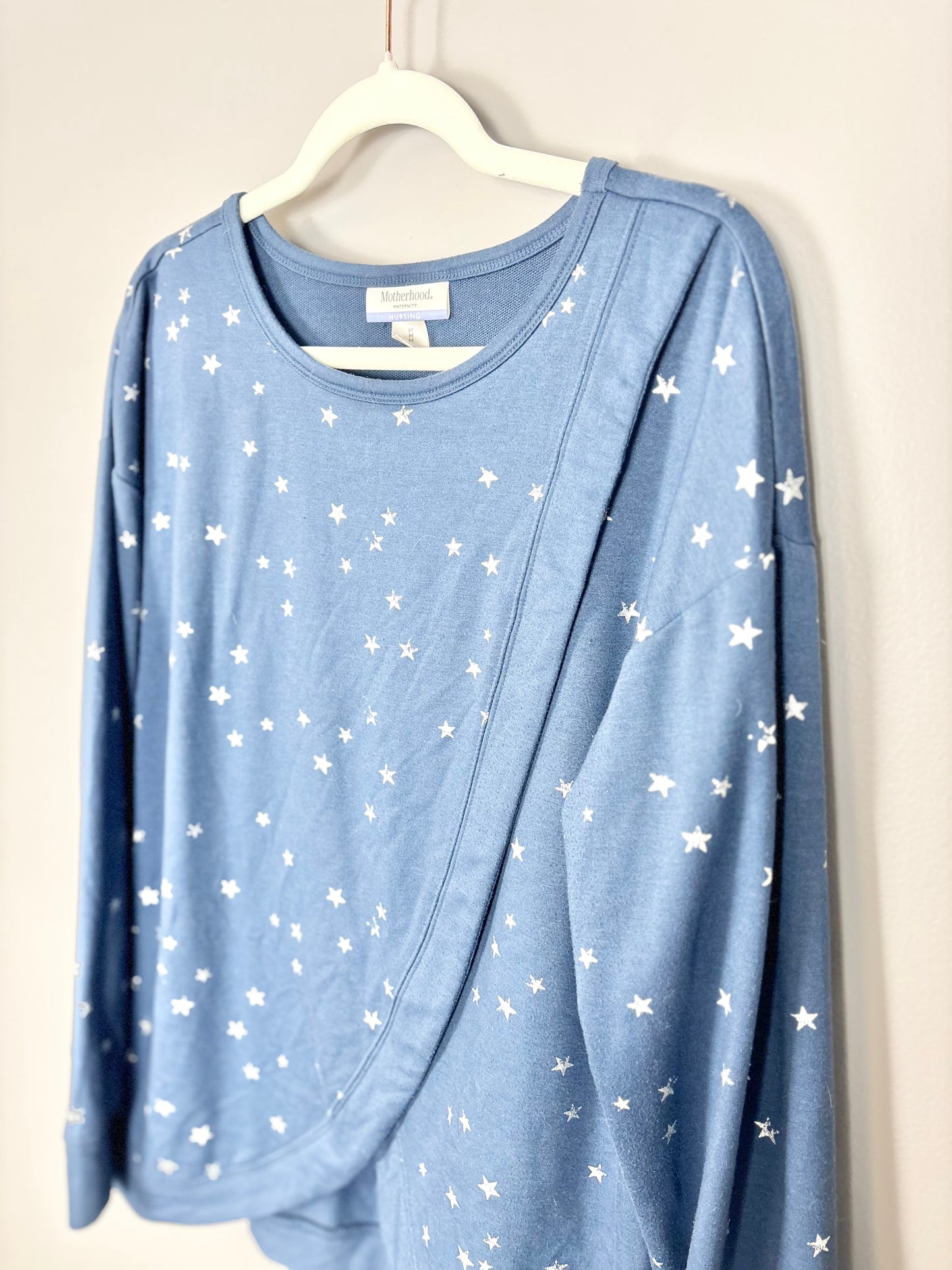 M - Motherhood Blue Stars Nursing Sweater