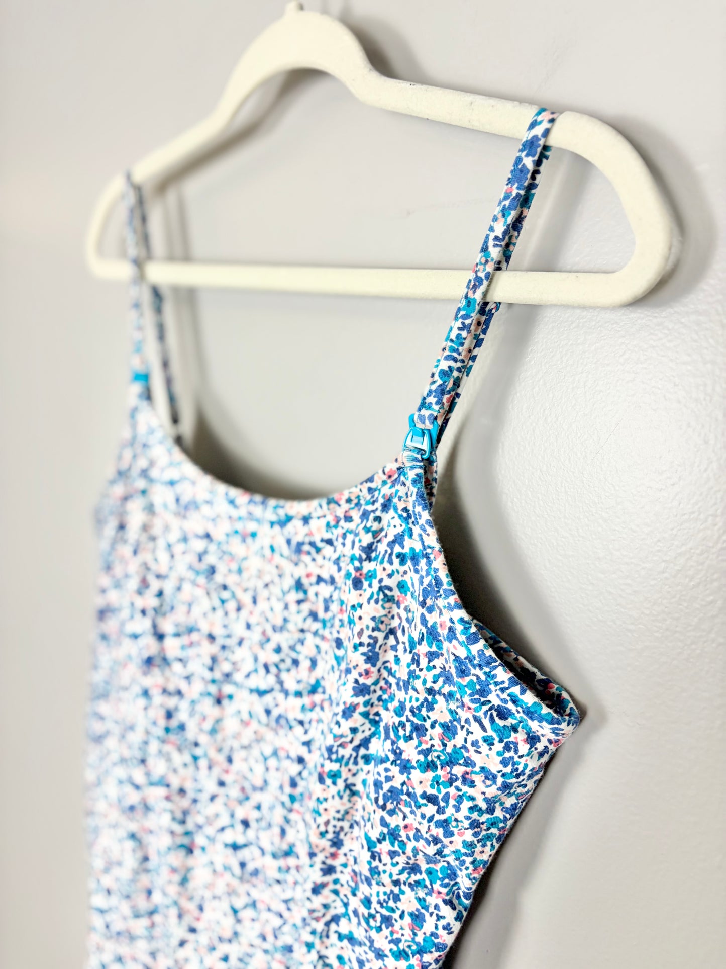 L - Thyme Blue Floral Nursing Tank