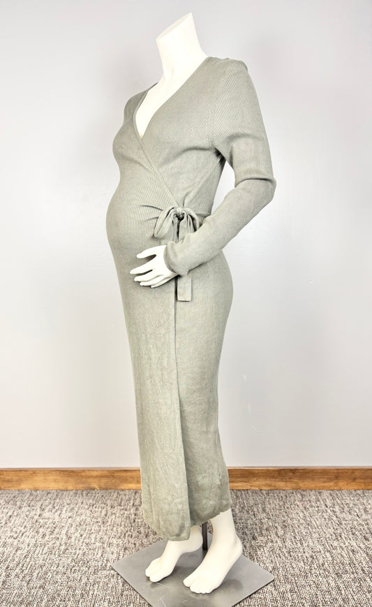 L – Thyme Rib Knit Wrap Sweater Dress