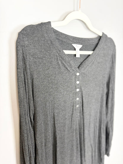 S - Thyme Dark Grey Snap-Front Nursing Shirt