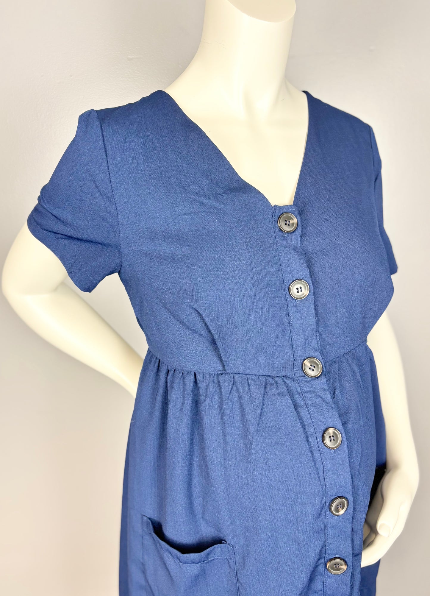 XL – Pink Blush Navy Button Front Dress