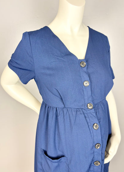 XL – Pink Blush Navy Button Front Dress