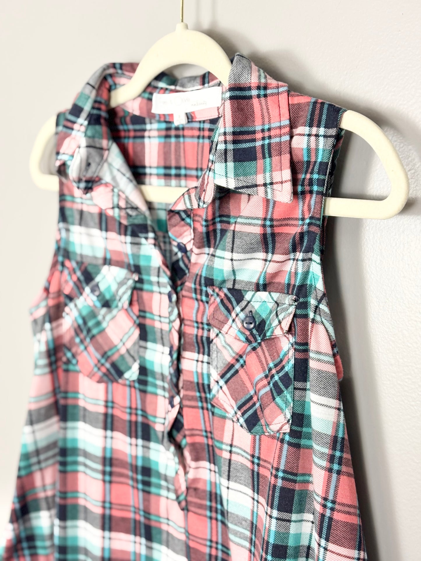 S - Eden & Olivia Pink Plaid Sleeveless Top