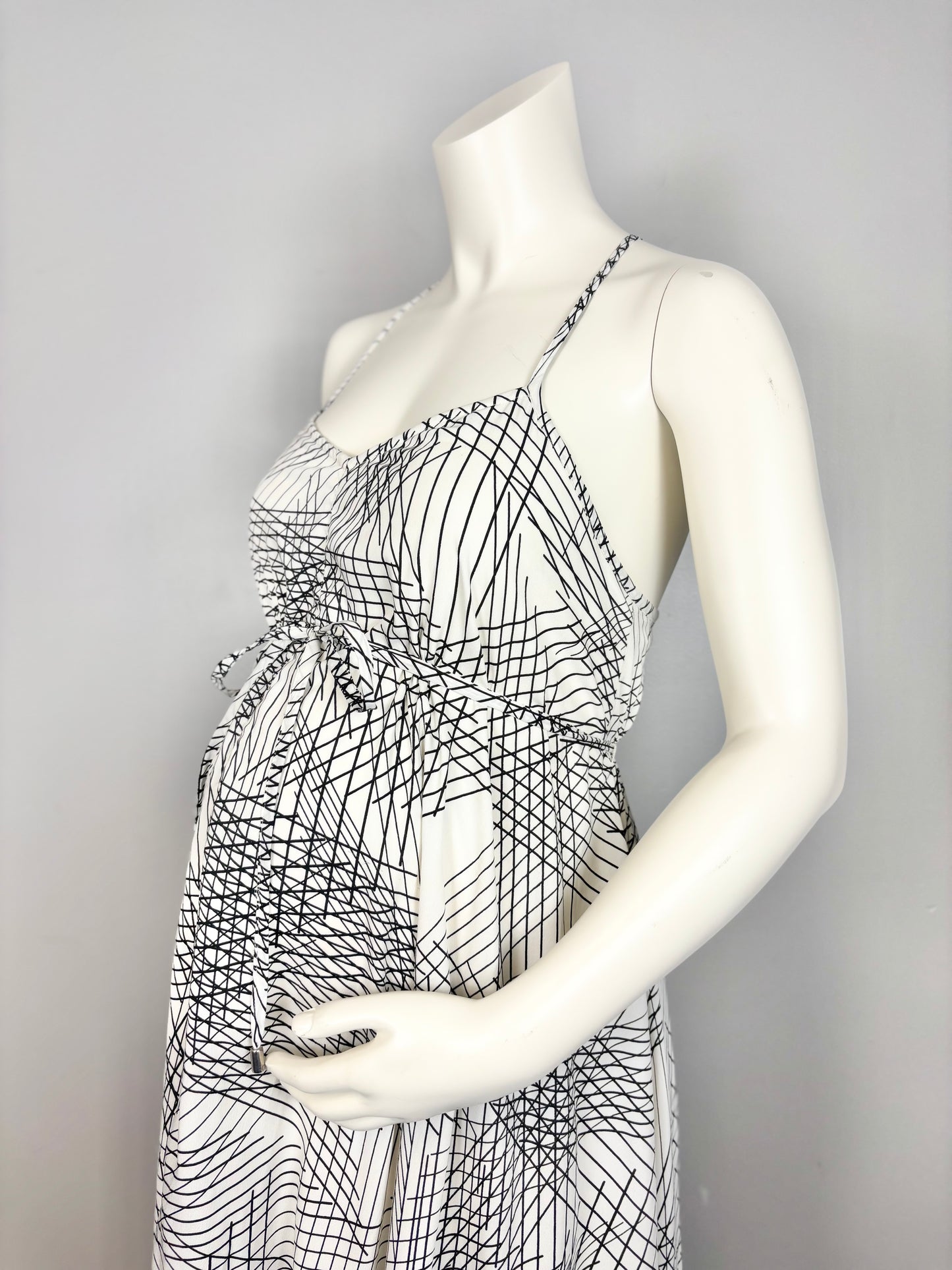 L - Motherhood Abstract Lines Halter Dress