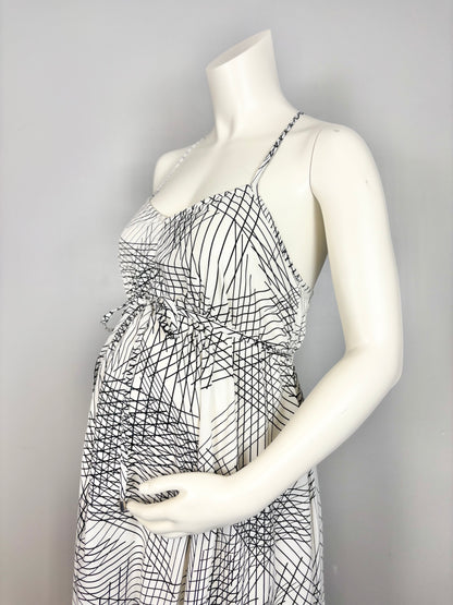 L - Motherhood Abstract Lines Halter Dress