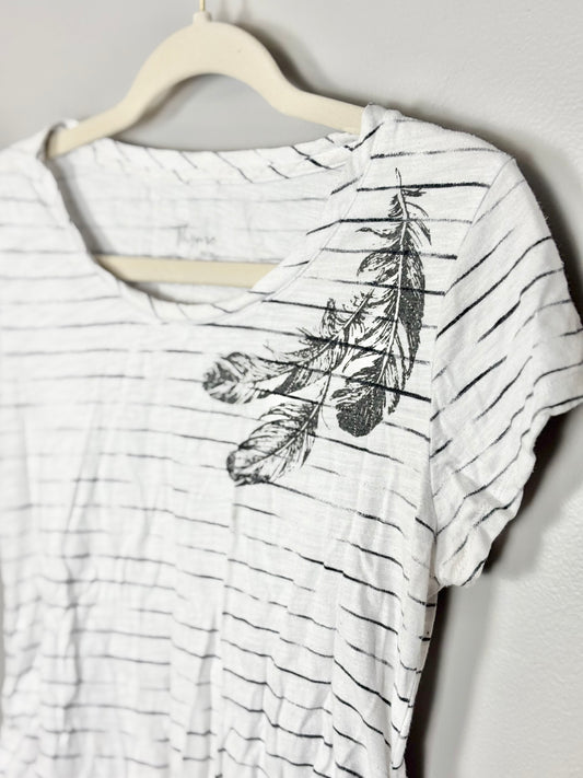 XS - Thyme Stripes & Feathers Fitted Shirt