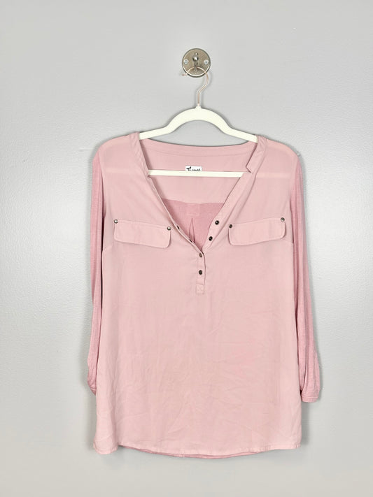 S - Thyme Pink Long Sleeve Nursing-Friendly Shirt