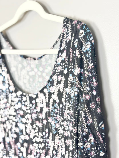 L - Unknown Brand Black Floral Maternity Shirt