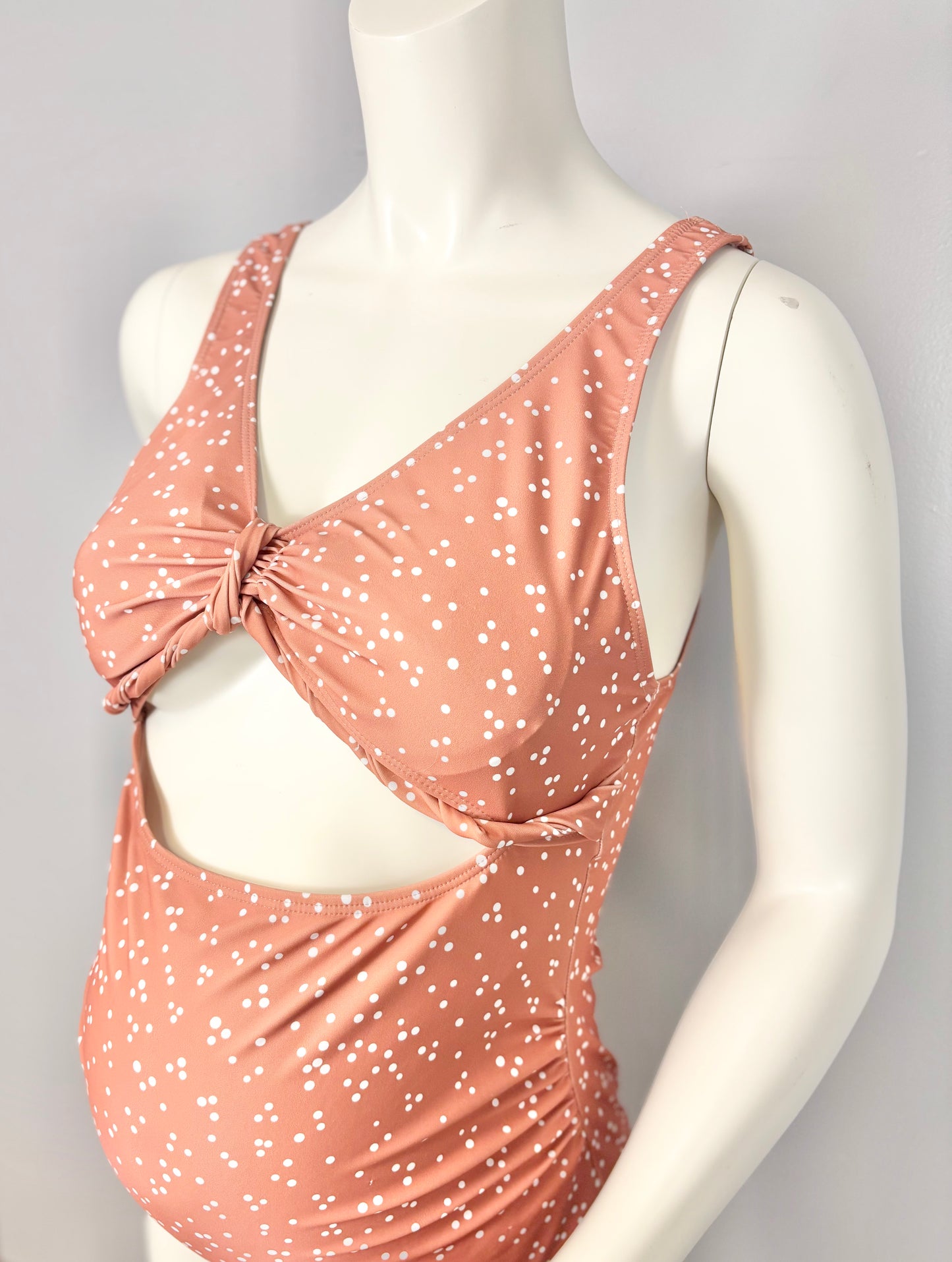 L - Burnt Orange Polka Dot One-Piece Swimsuit