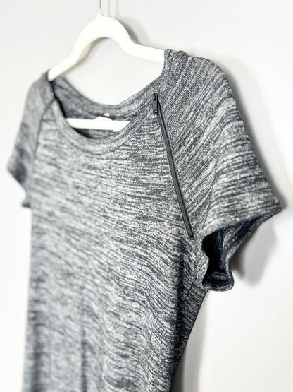 S - Thyme Short Sleeve Variegated Zipper Nursing Shirt