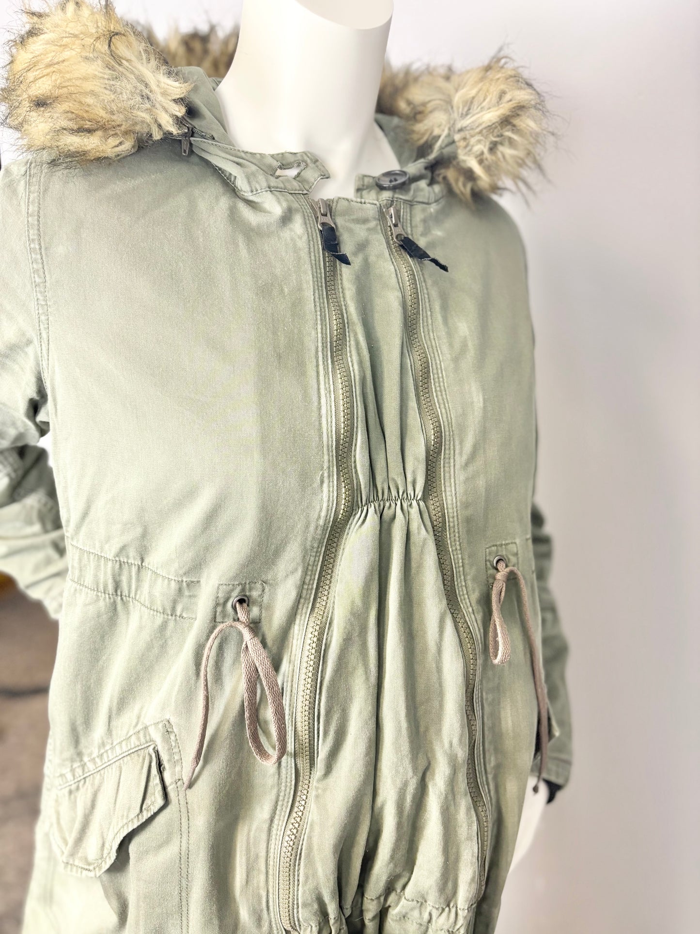 M - Thyme Olive Green Cargo Coat w/Insert