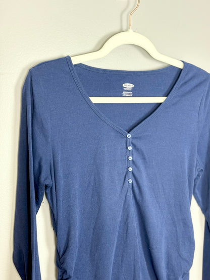 M - Old Navy Dark Blue Henley Long-Sleeve Shirt