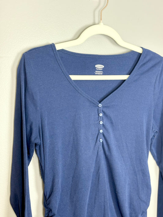M - Old Navy Dark Blue Henley Long-Sleeve Shirt