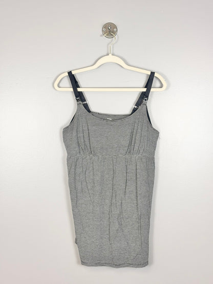 L - Grey & Black Striped Nursing Tank