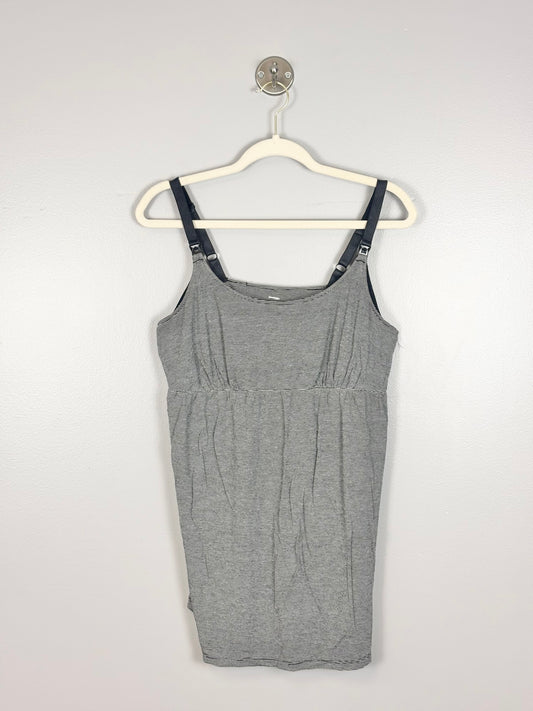 L - Grey & Black Striped Nursing Tank