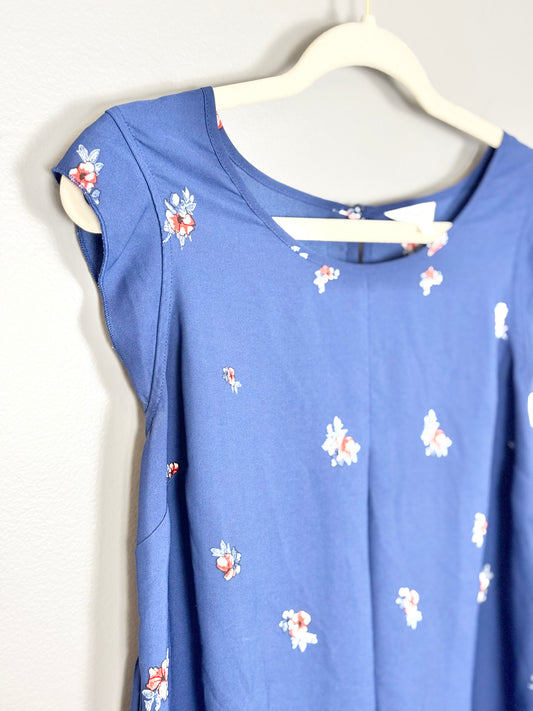 M - Thyme Royal Blue Roses Blouse
