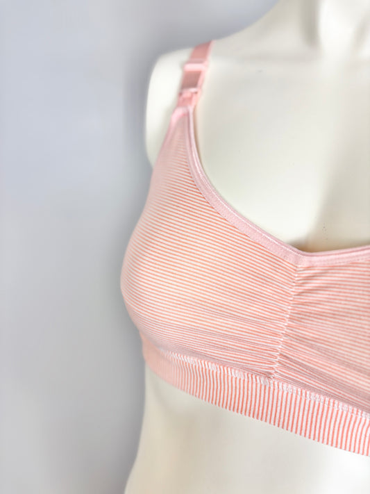 XL - Pink Striped Nursing Bra
