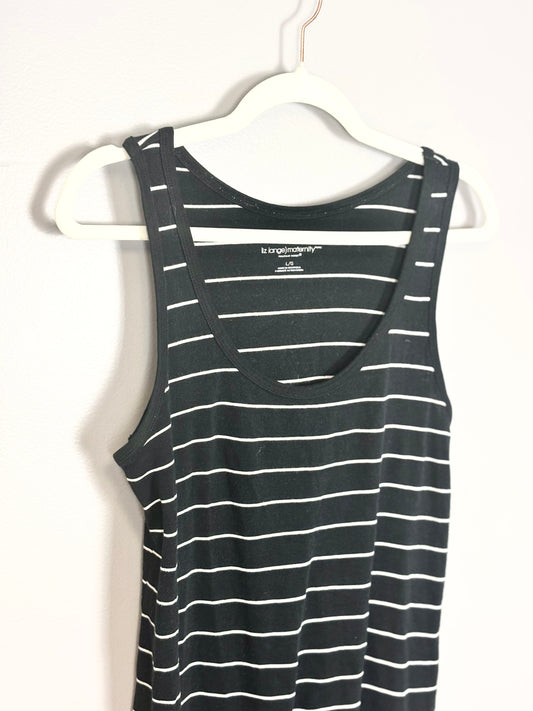 L - Liz Lange Black & White Striped Tank