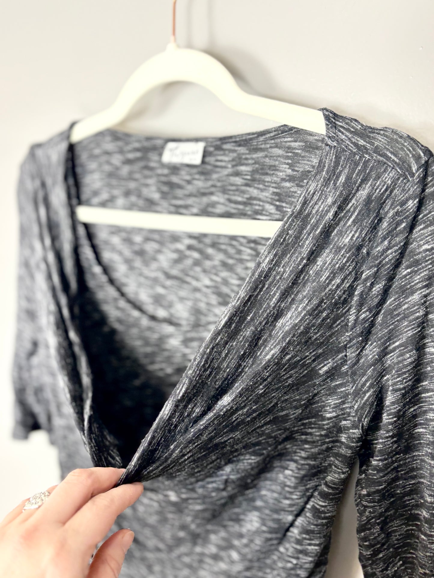 XS - Thyme Variegated Black Two-Layer Nursing Shirt