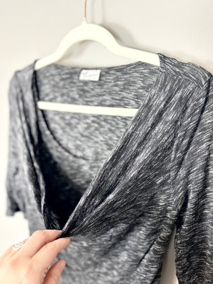 XS - Thyme Variegated Black Two-Layer Nursing Shirt