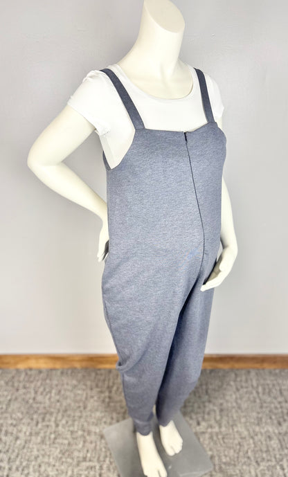 S - HelloMiz Zipper-Front Smoke Blue Romper