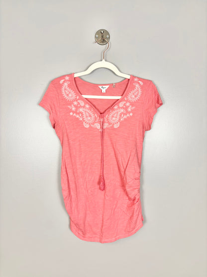 S - Thyme Pink Paisley Embroidered Shirt