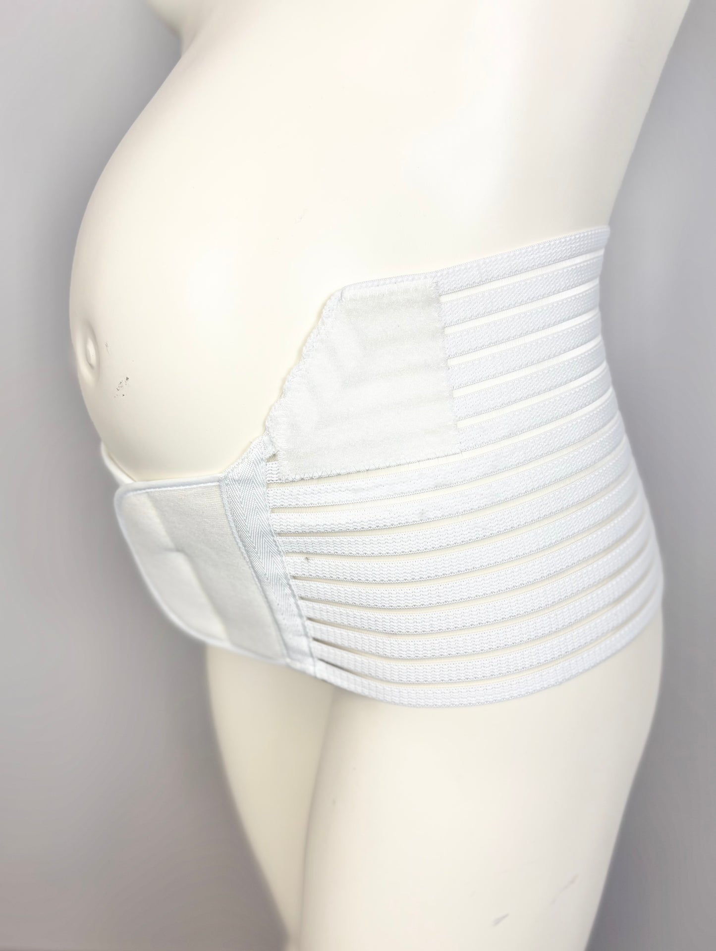 M - White Belly Support Band w/Extension Strap
