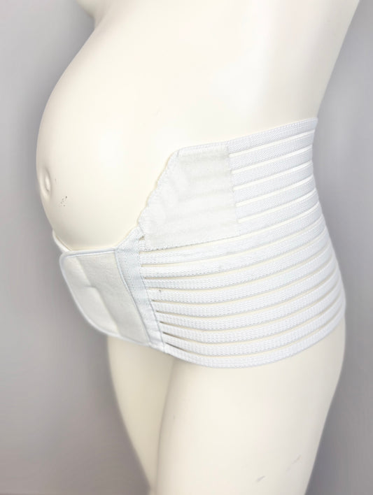 M - White Belly Support Band w/Extension Strap