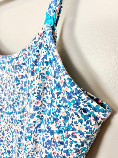 L - Thyme Blue Floral Nursing Tank
