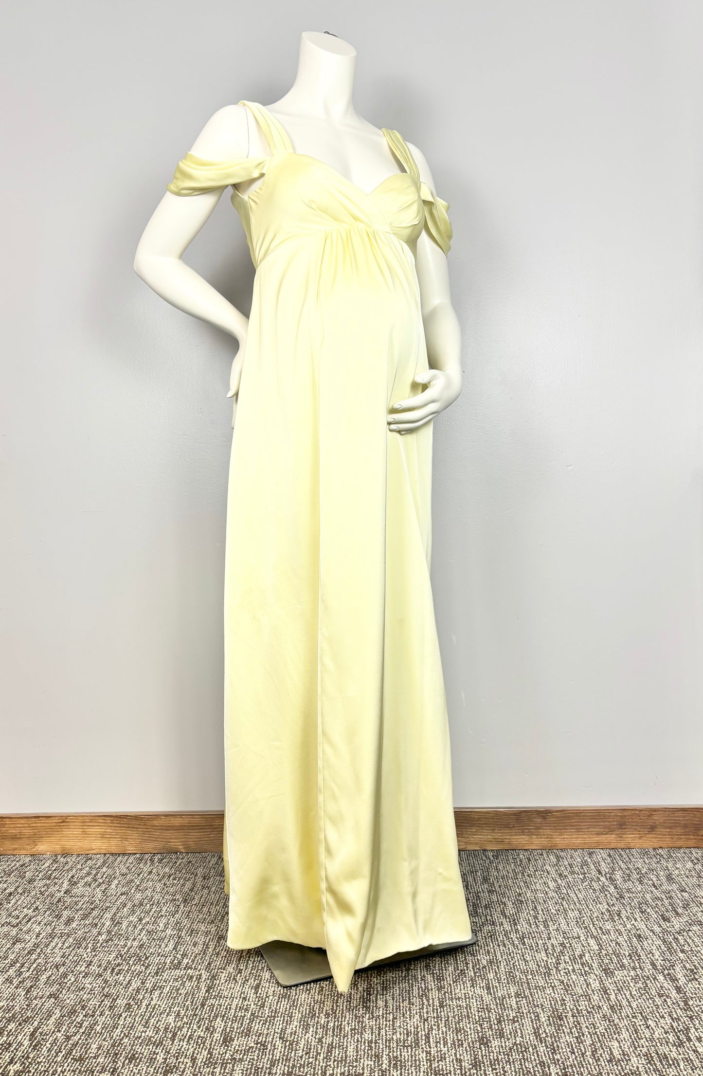 S - Azazie Yellow Shimmer Satin Gown