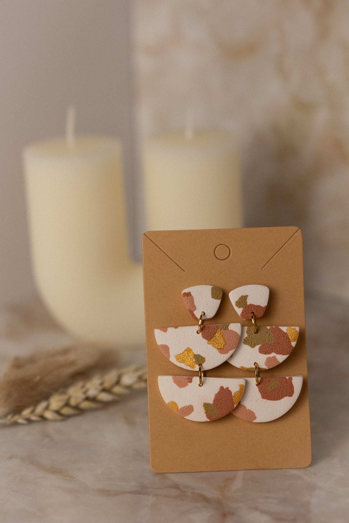 Prairie Rose Clay -  Terrazo Tiered Earrings