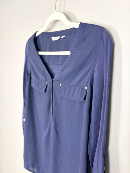 S - Thyme Navy Blue Nursing-Friendly Blouse