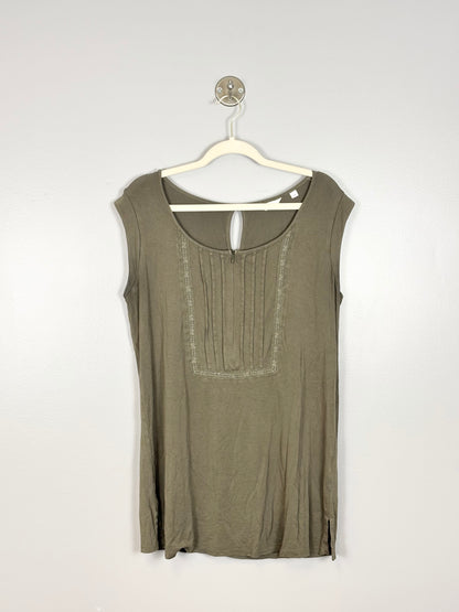 M - Thyme Zip-Front Olive Green Nursing Blouse