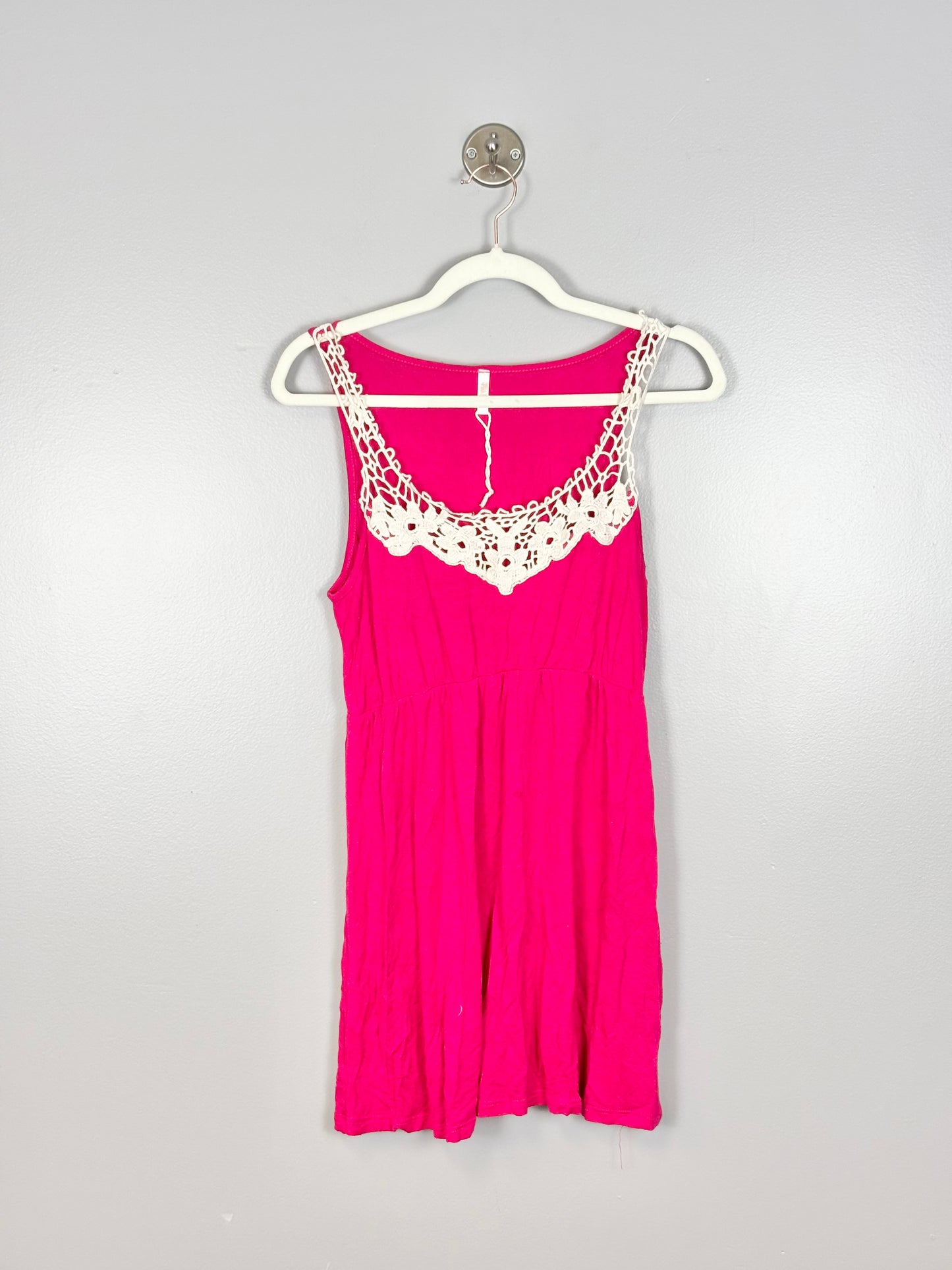 M - Pink Blush Fuschia Crochet Tank