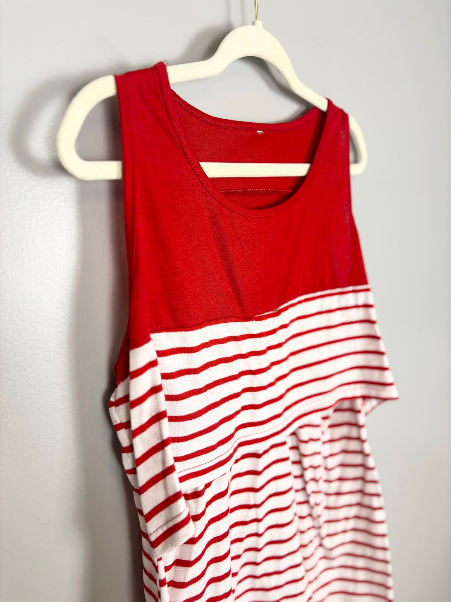 XL - Red Striped Nursing Tank