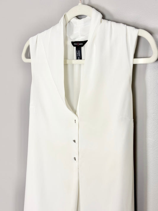 XS - Stork & Babe White Sleeveless Blouse