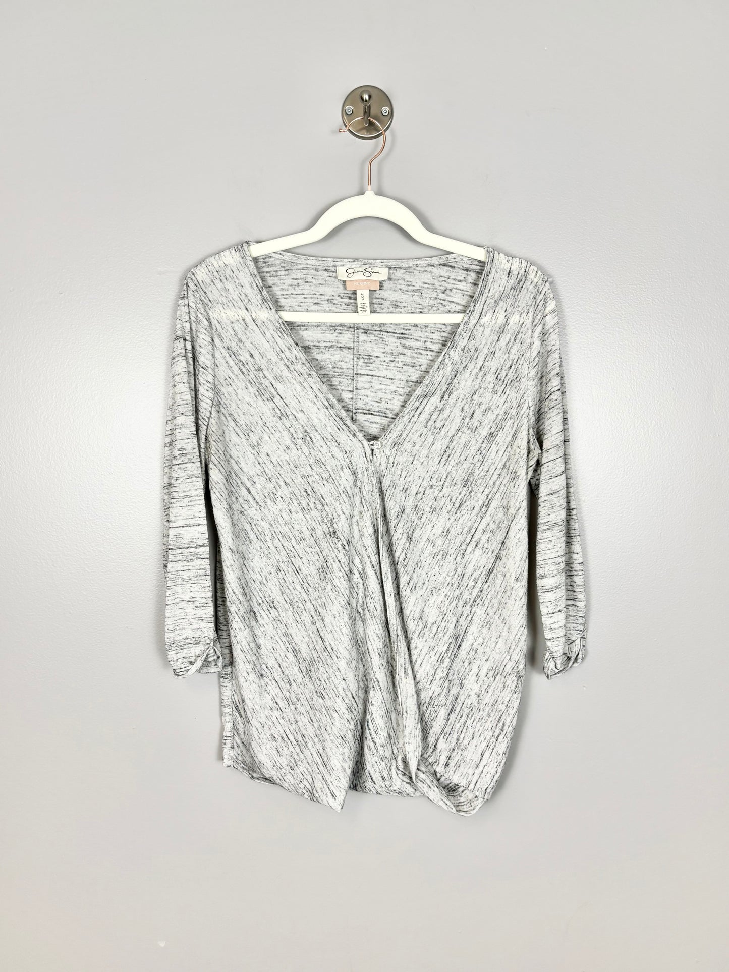 M - Jessica Simpson Variegated Light Grey Nursing Shirt