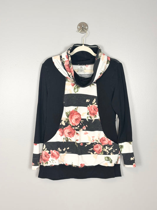 XL/Size 14 - Tiny Tim Black Florals Nursing Sweatshirt