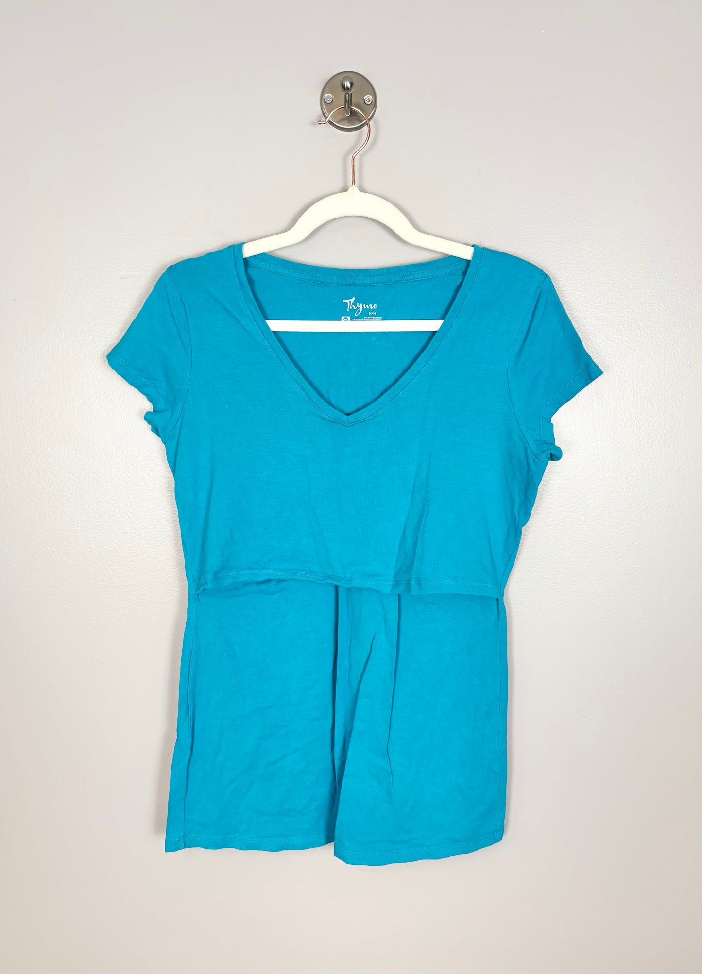 M - Thyme Bright Teal Nursing Shirt