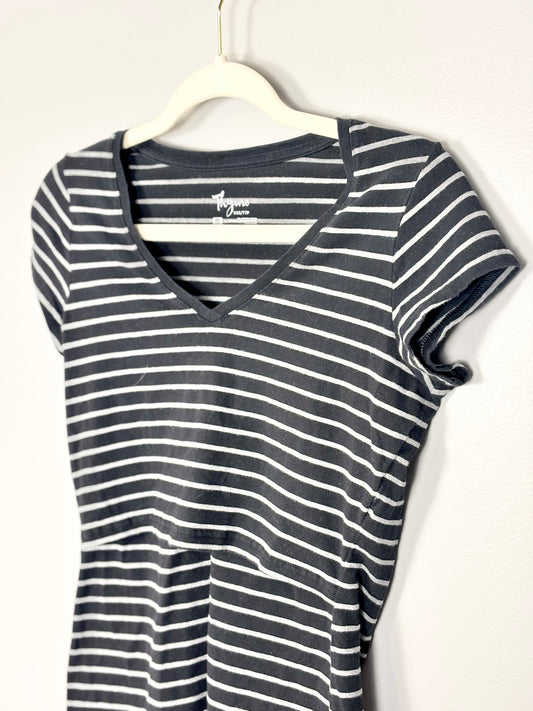 XXS - Thyme Grey & Black Stripe Nursing Top