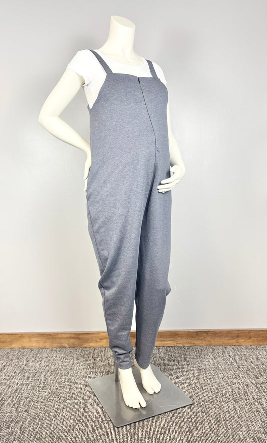 S - HelloMiz Zipper-Front Smoke Blue Romper