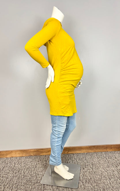 M - Hello Miz Mustard Yellow Soft & Stretchy Hooded Dress/Shirt