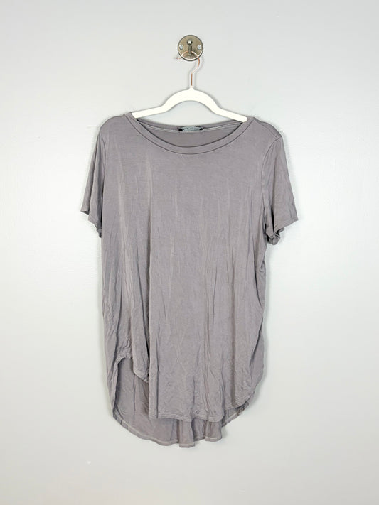 XXL - Rae Mode Slate Grey Scalloped Hem Tee