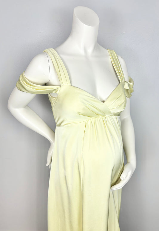 S - Azazie Yellow Shimmer Satin Gown