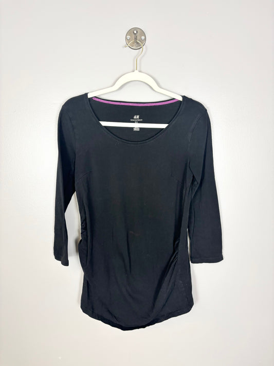 M - H & M 3/4 Sleeve Black Fitted Tee