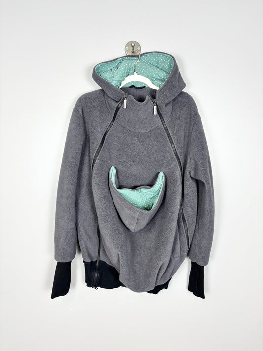 XL - Dark Grey & Teal Baby Wearing Sweater w/Maternity Insert