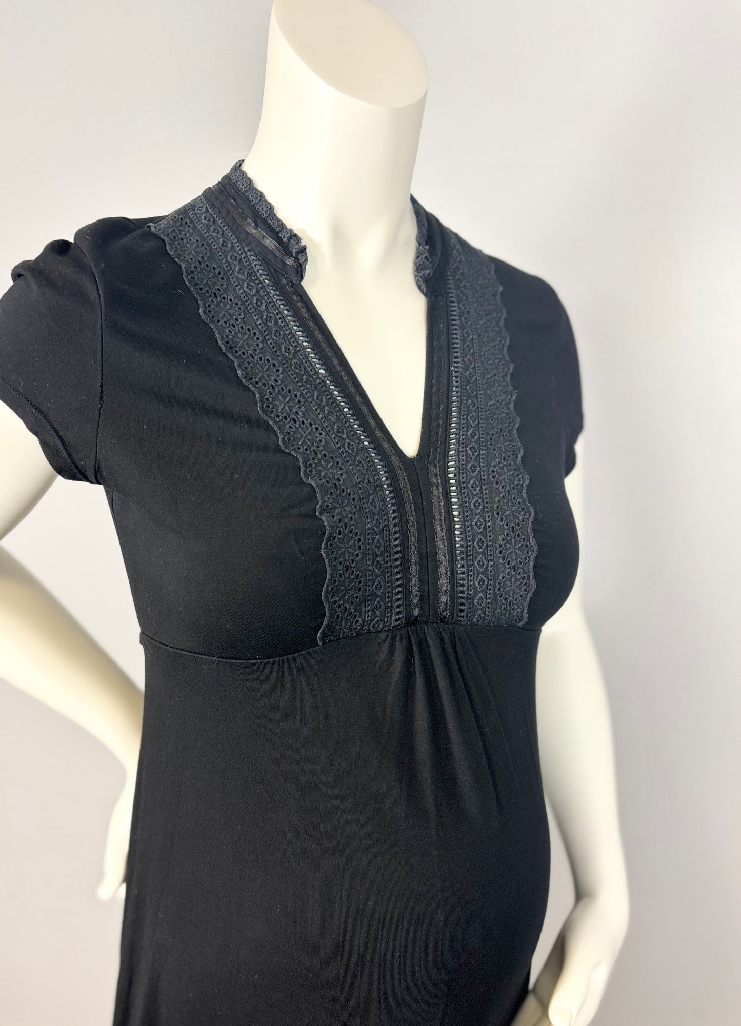 M - Thyme Black Crochet Detail Dress